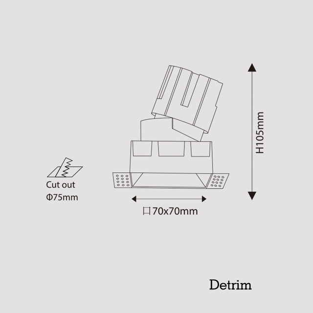 Detrim Recessed Downlight Anti-Glare Trimless Led Ceiling Lights Hotel Wall Washer Spotlight